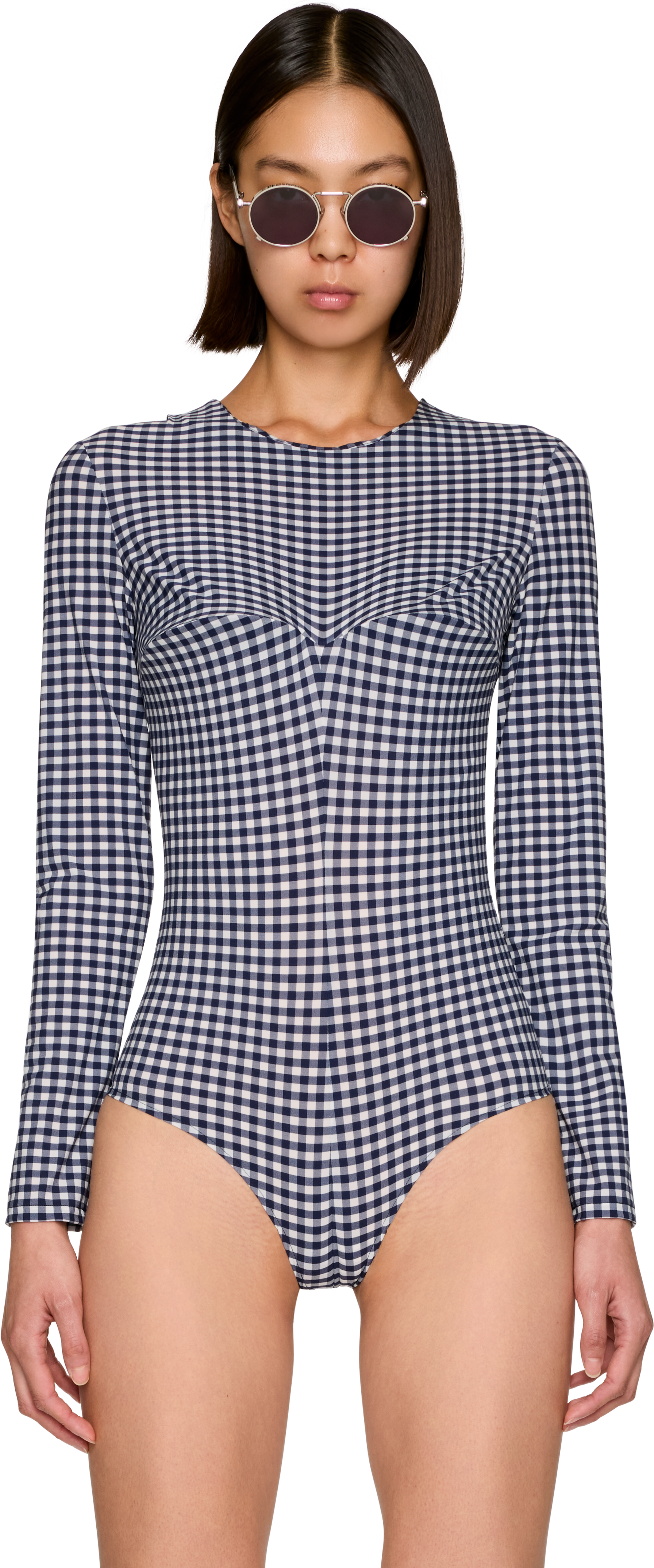Jean Paul Gaultier Vichy Gingham Structured Bodysuit