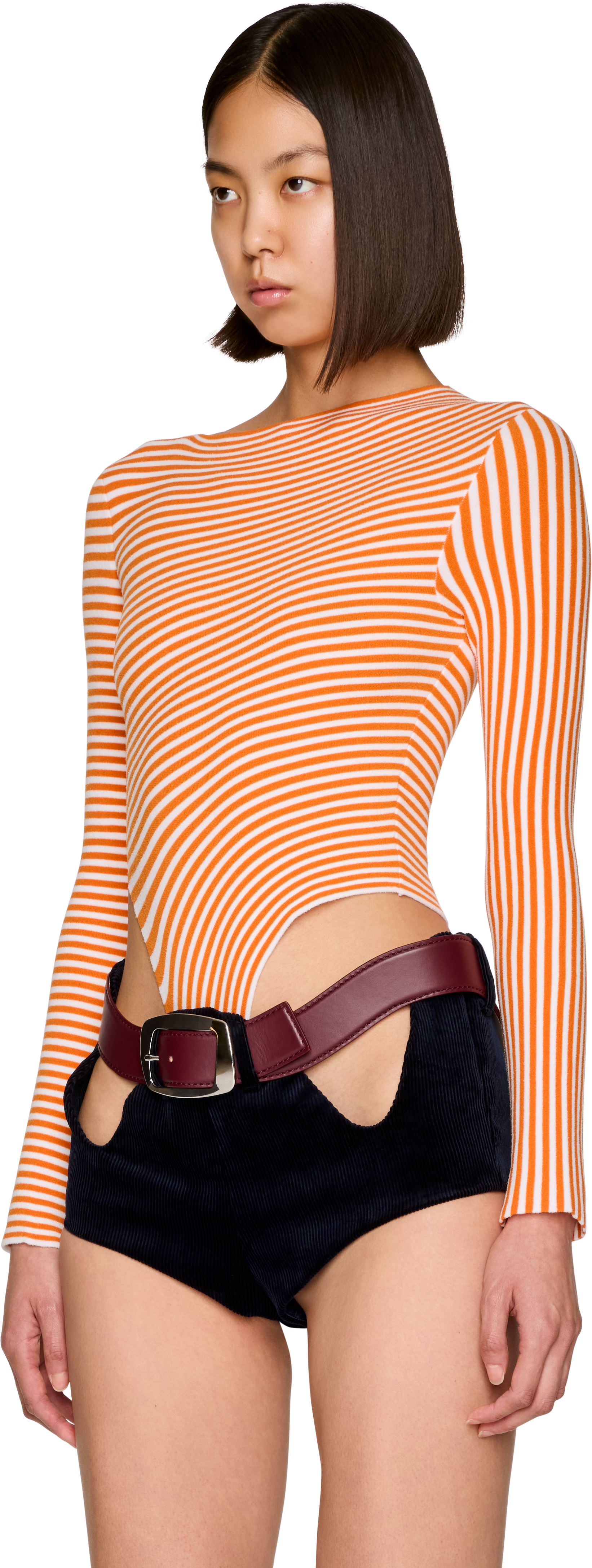 Jean Paul Gaultier Striped Asymmetric Bodysuit