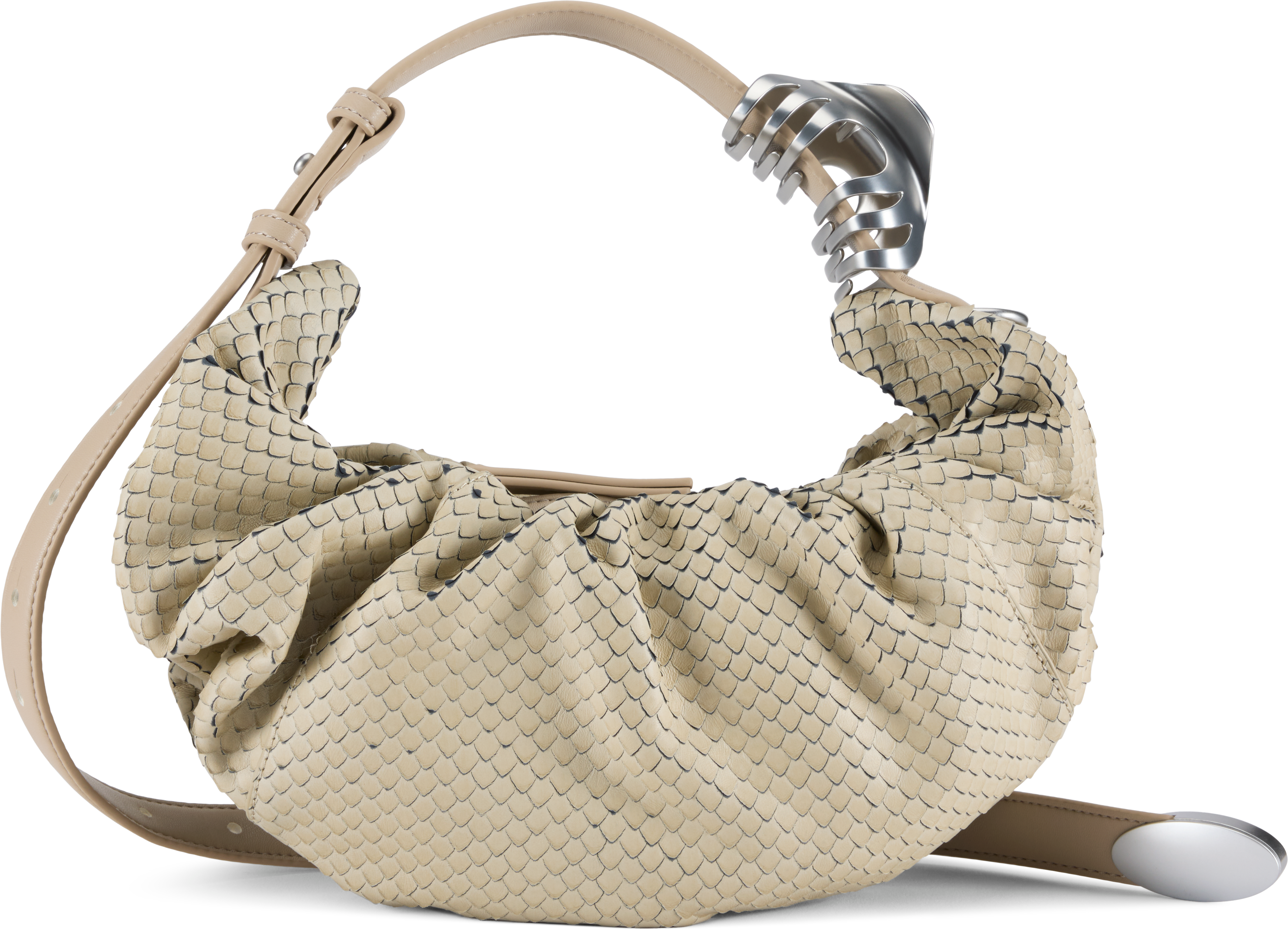 Diesel Grab-D-Small Scrunched Hobo Snake Shoulder Bag
