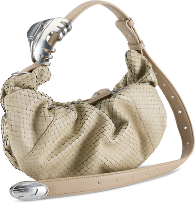 Diesel Grab-D-Small Scrunched Hobo Snake Shoulder Bag