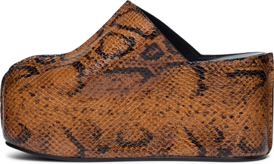 Coperni Snake Print Branded Clog Wedge Heels