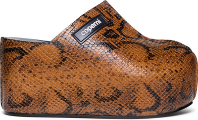 Coperni Snake Print Branded Clog Wedge Heels