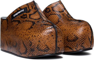 Coperni Snake Print Branded Clog Wedge Heels