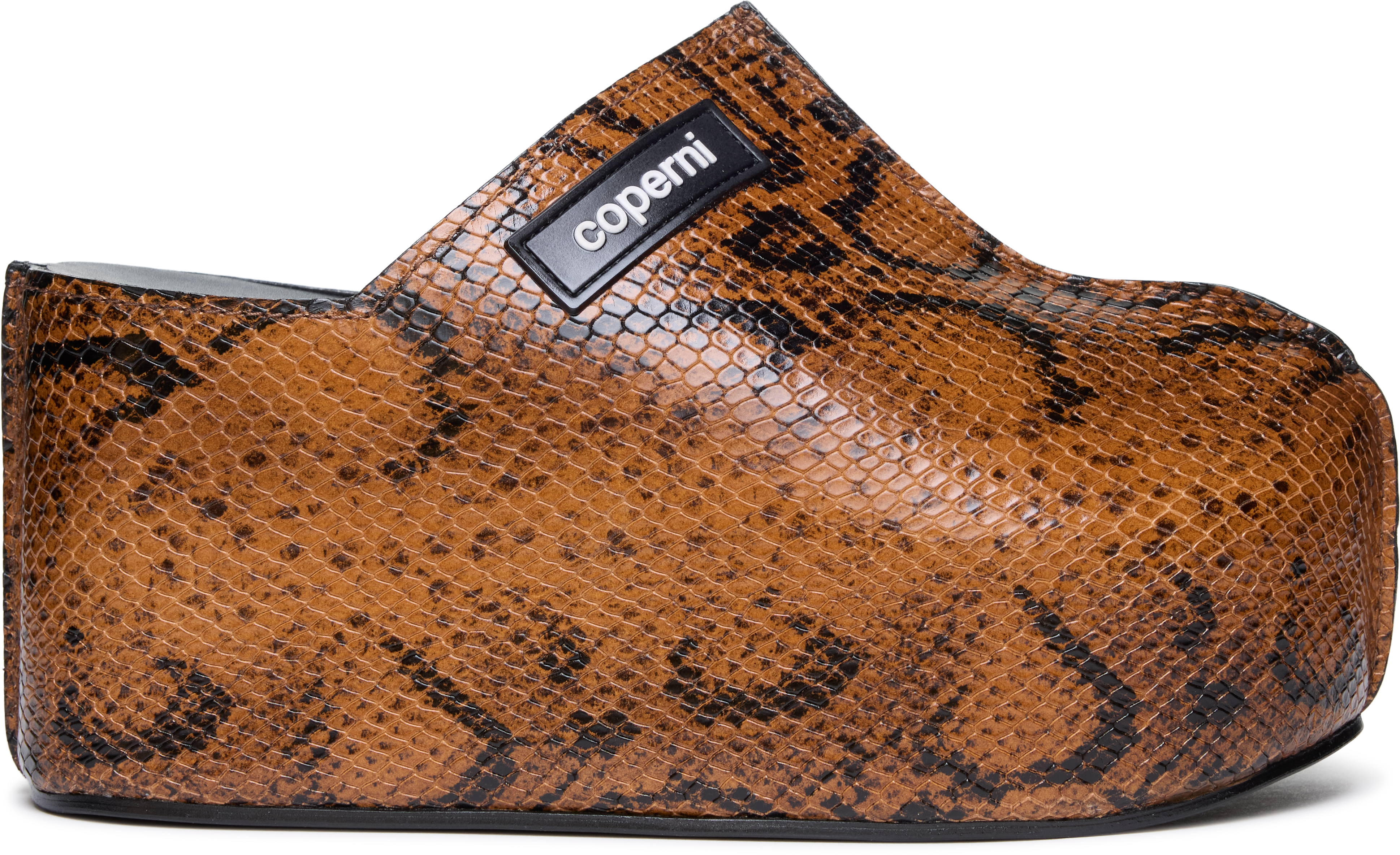 Coperni Snake Print Branded Clog Wedge Heels