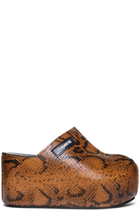 Picture of Snake Print Branded Clog Wedge Heels