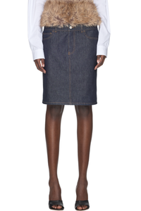 Picture of Faux Fur Hybrid Denim Midi Skirt