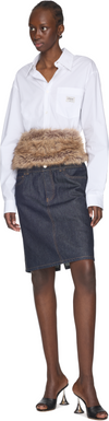 Coperni Faux Fur Hybrid Denim Midi Skirt