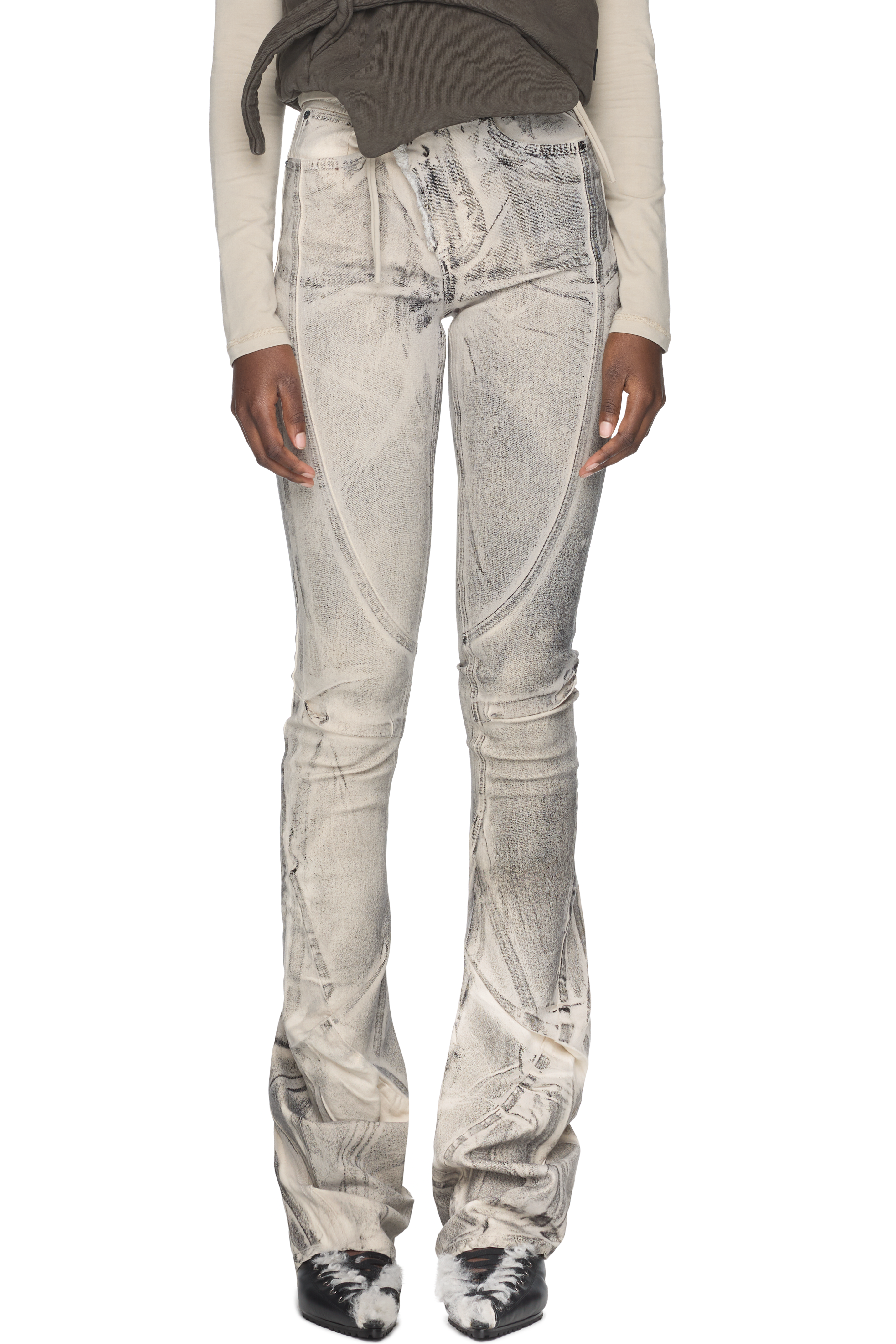 Picture of Raw-Edge Drape Denim Pants