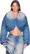 Y/Project Cropped Puffer Denim Jacket