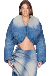 Picture of Cropped Puffer Denim Jacket