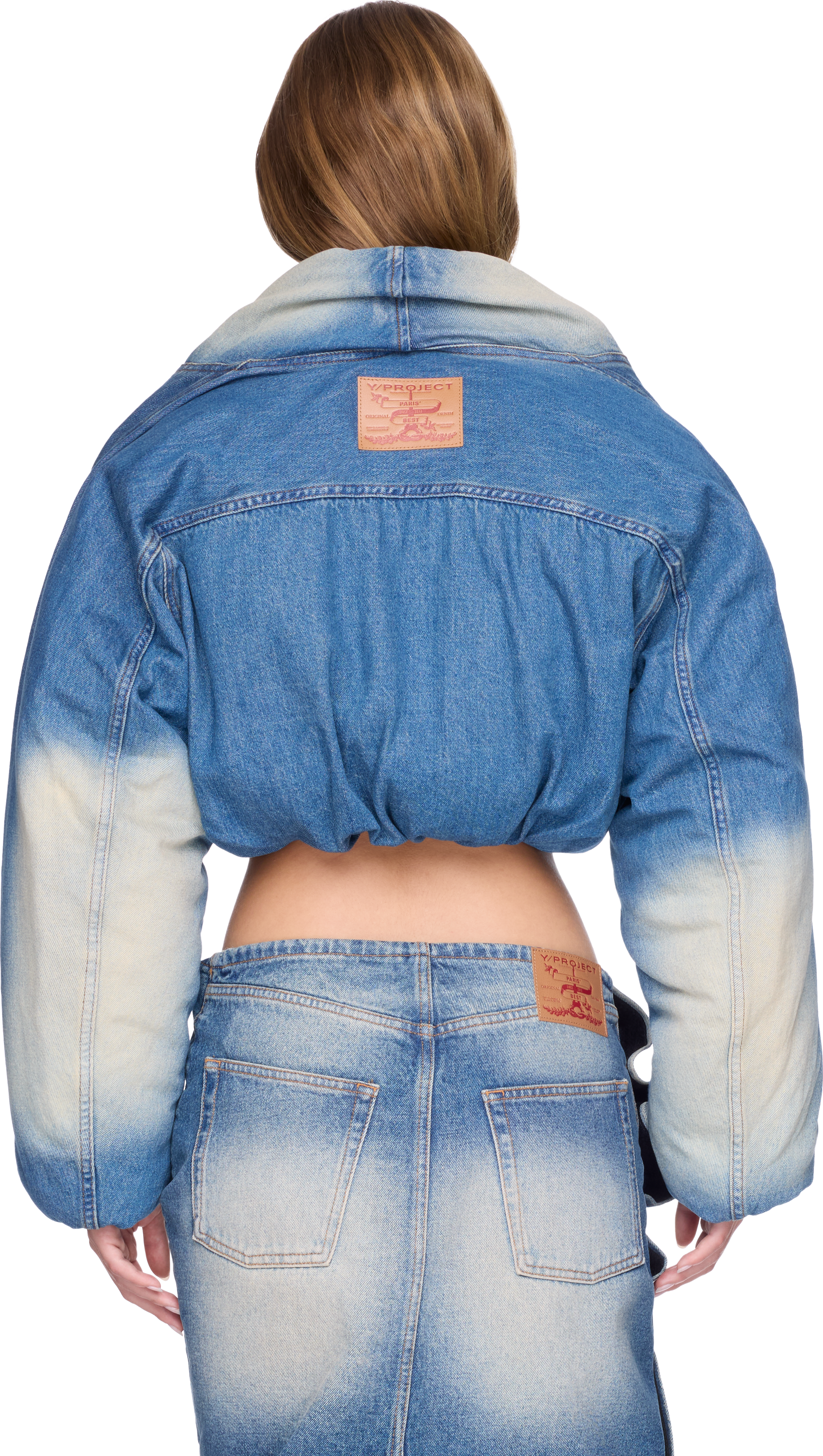 Y/Project Cropped Puffer Denim Jacket