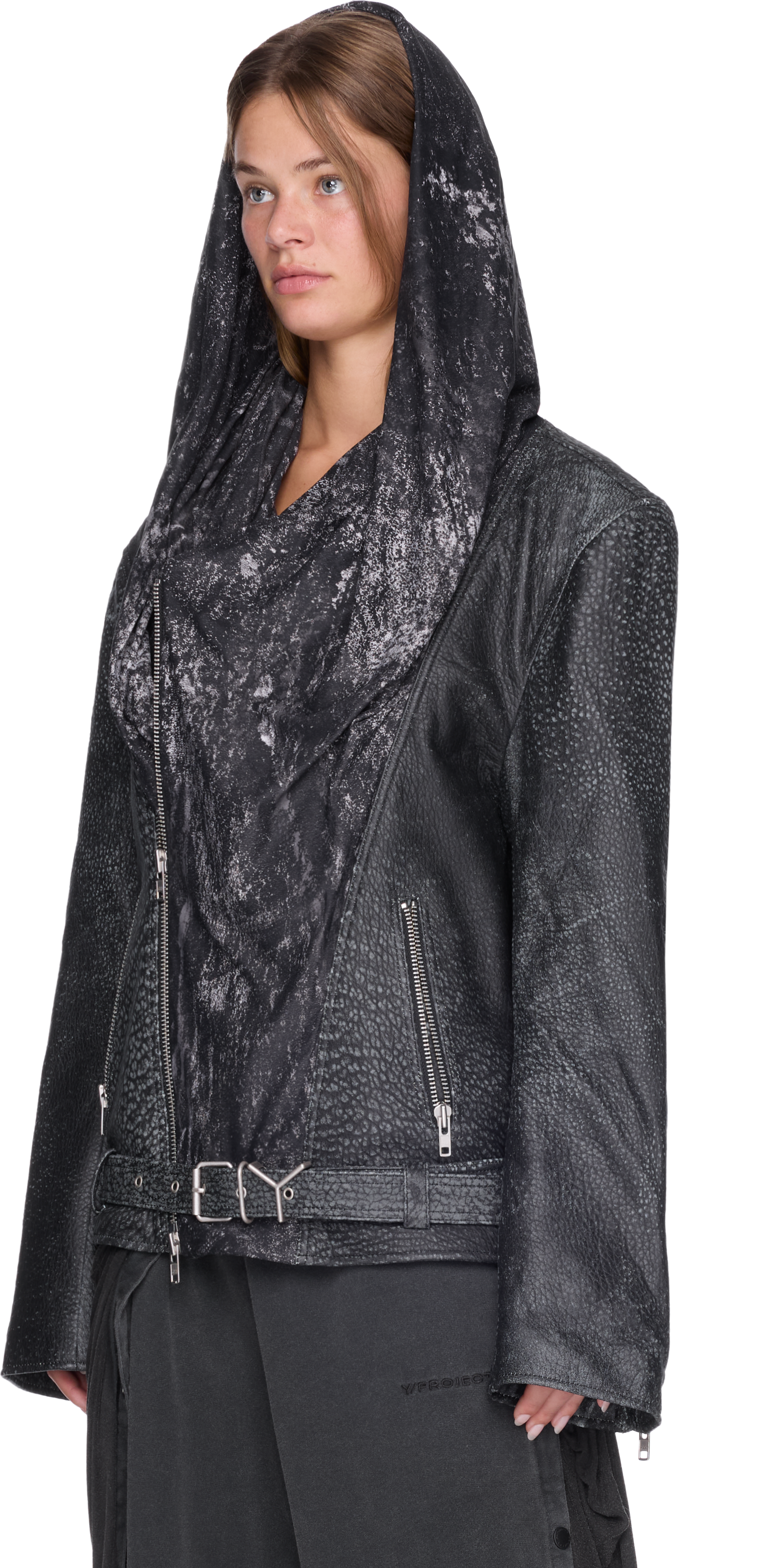 Y/Project Draped Hood Biker Jacket