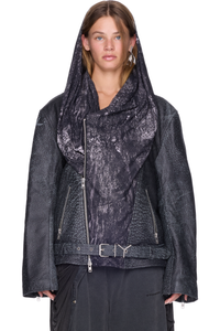 Picture of Draped Hood Biker Jacket