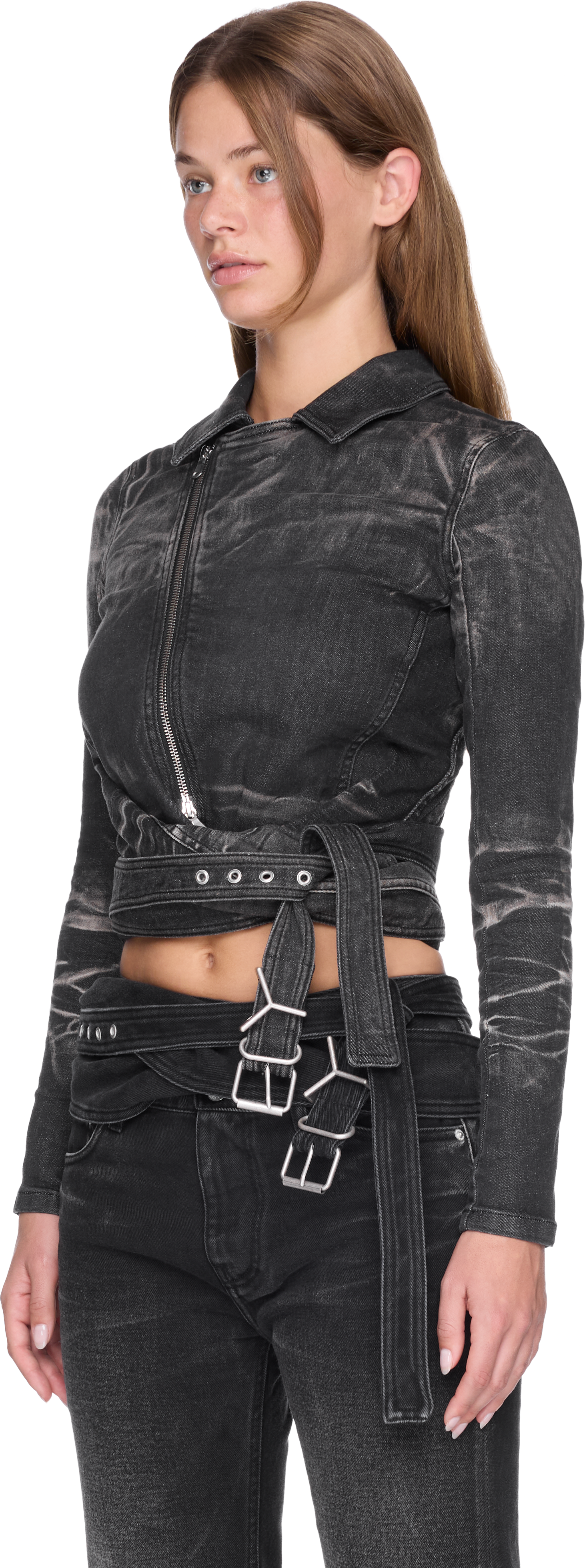 Y/Project Wrap Fitted Denim Jacket