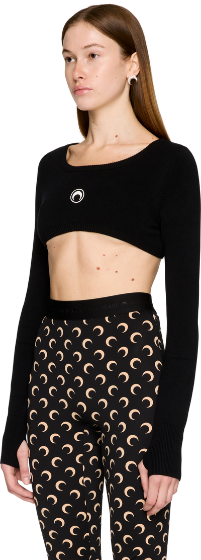 Marine Serre Moon Logo Knit Ultra Cropped Sweater Top