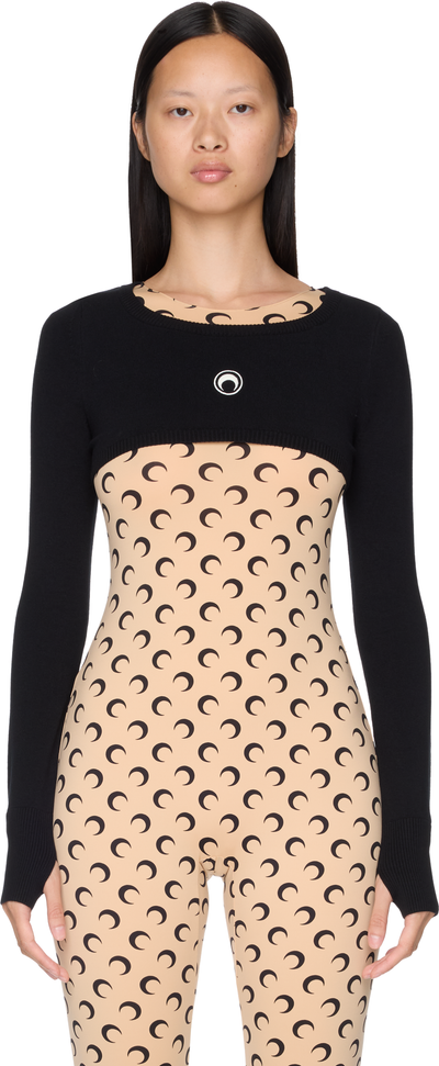 Marine Serre Moon Logo Knit Ultra Cropped Sweater Top