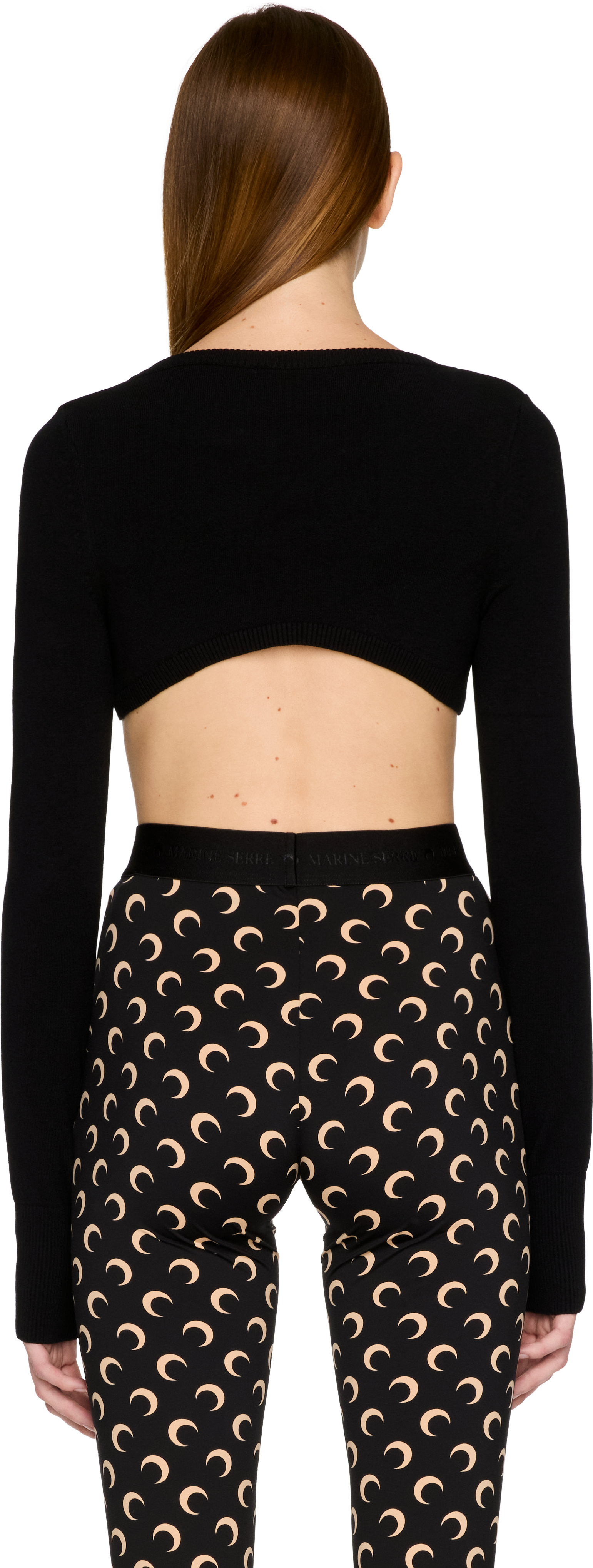 Marine Serre Moon Logo Knit Ultra Cropped Sweater Top