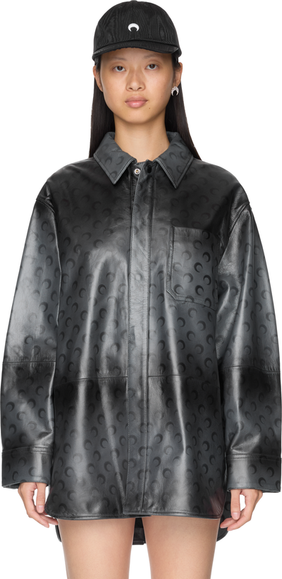 Marine Serre Moon Airbrushed Leather Shirt
