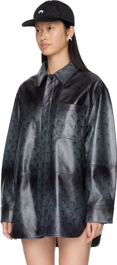 Marine Serre Moon Airbrushed Leather Shirt
