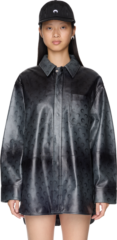 Marine Serre Moon Airbrushed Leather Shirt