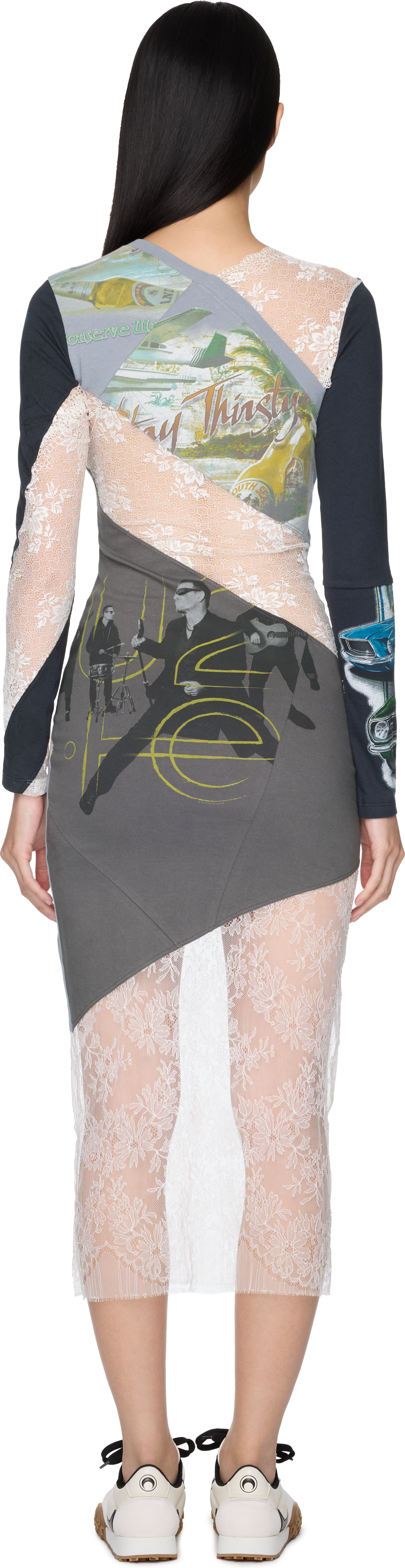 Marine Serre Upcycled T-Shirts And Lace T-Shirt Dress