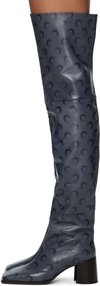 Marine Serre Moon Airbrushed Leather MS Block Thigh Boots