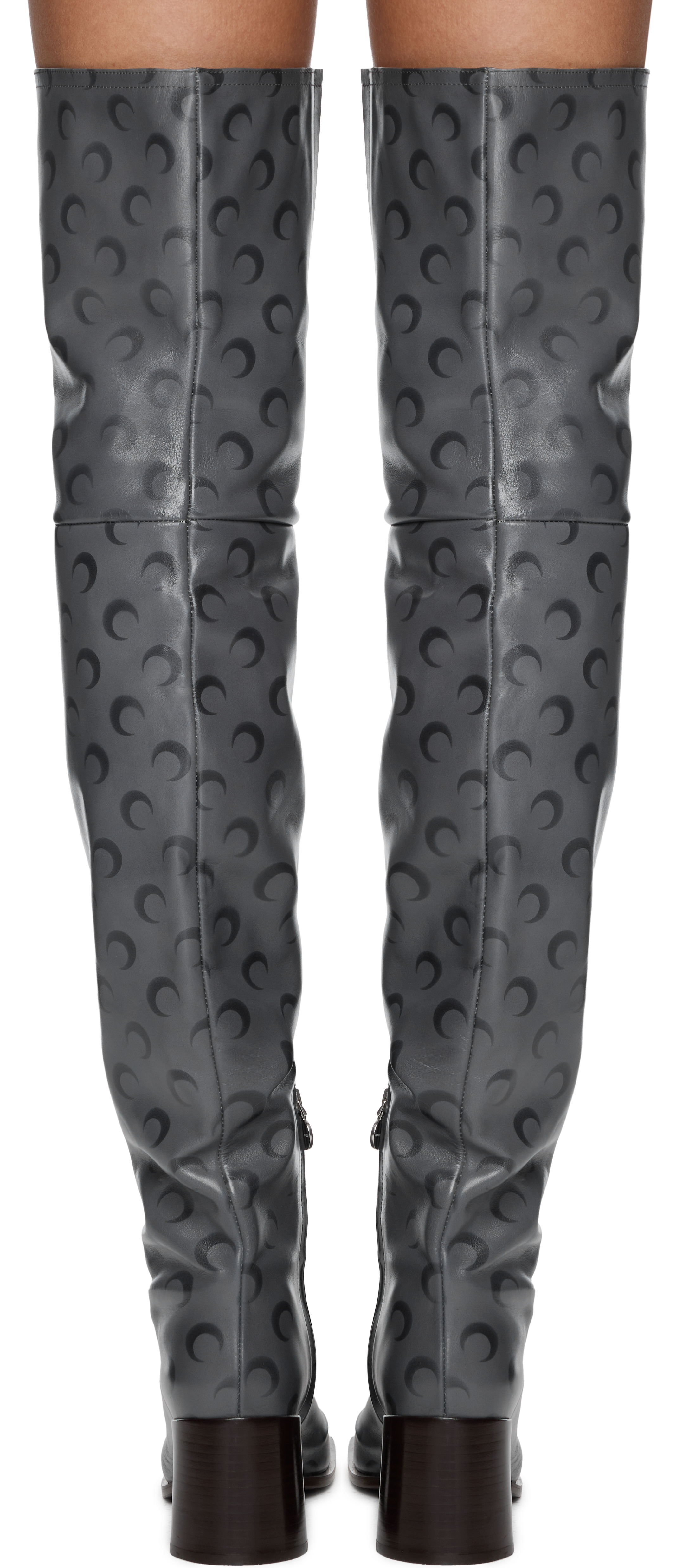Marine Serre Moon Airbrushed Leather MS Block Thigh Boots