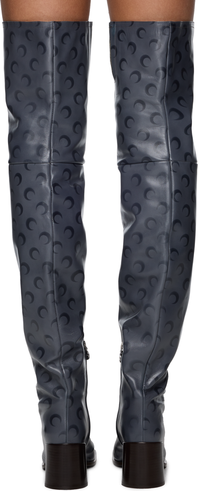 Marine Serre Moon Airbrushed Leather MS Block Thigh Boots