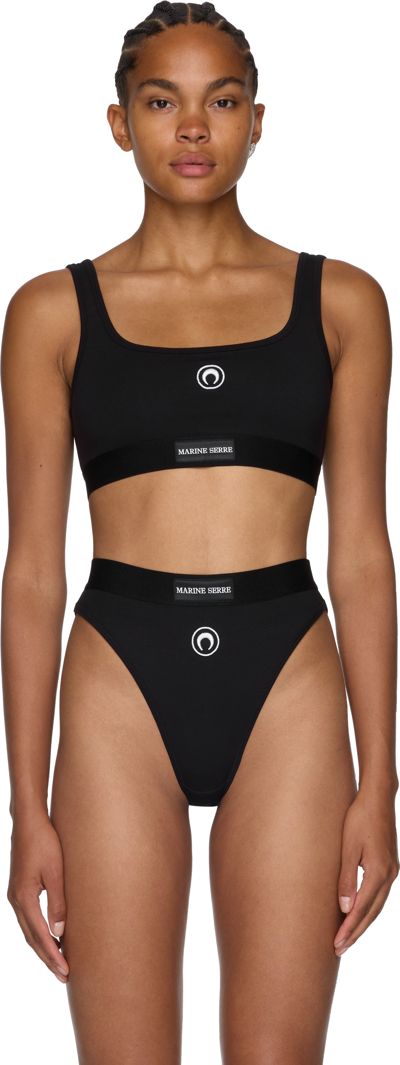 Marine Serre Moon Logo Stretched Jersey Sport Bra