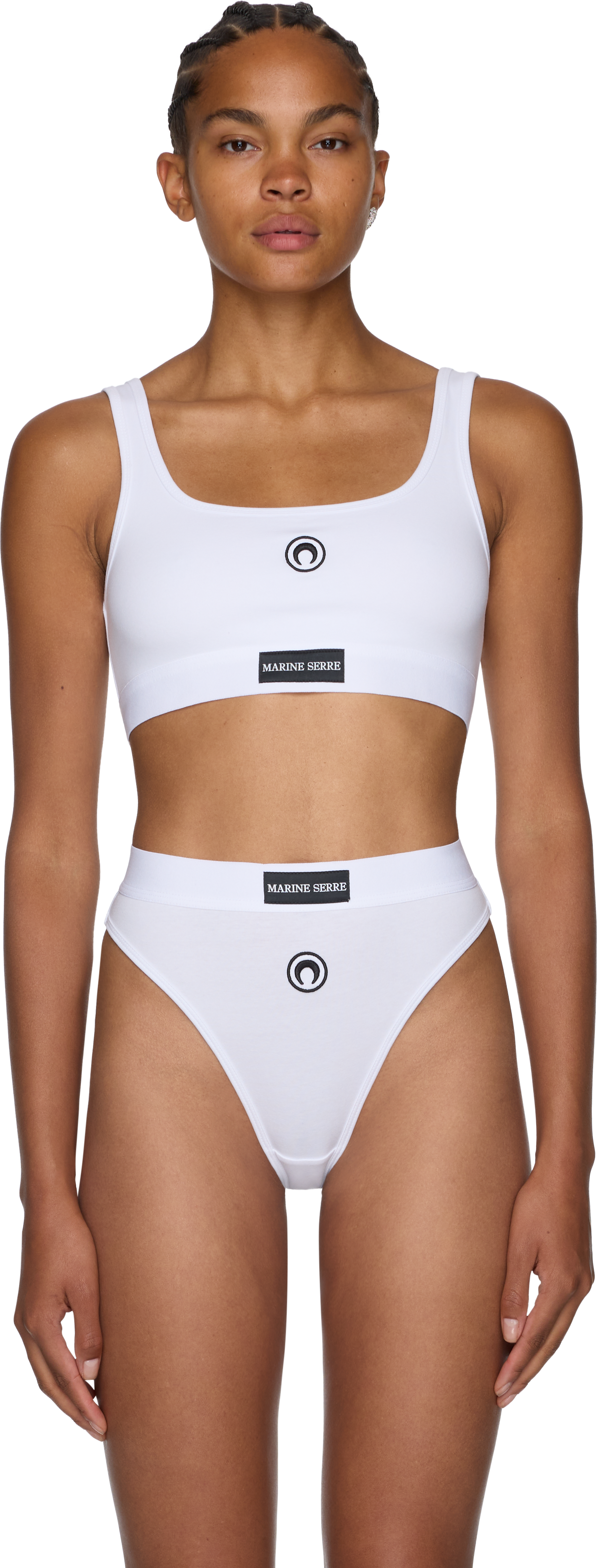 Marine Serre Moon Logo Stretched Jersey Sport Bra