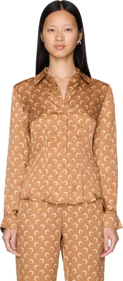 Marine Serre Moon Printed Flou Shirt Blouse Top