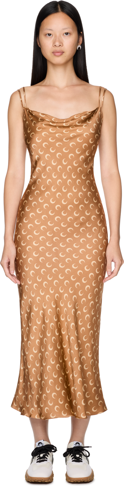 Marine Serre Moon Printed Flou Long Slip Dress