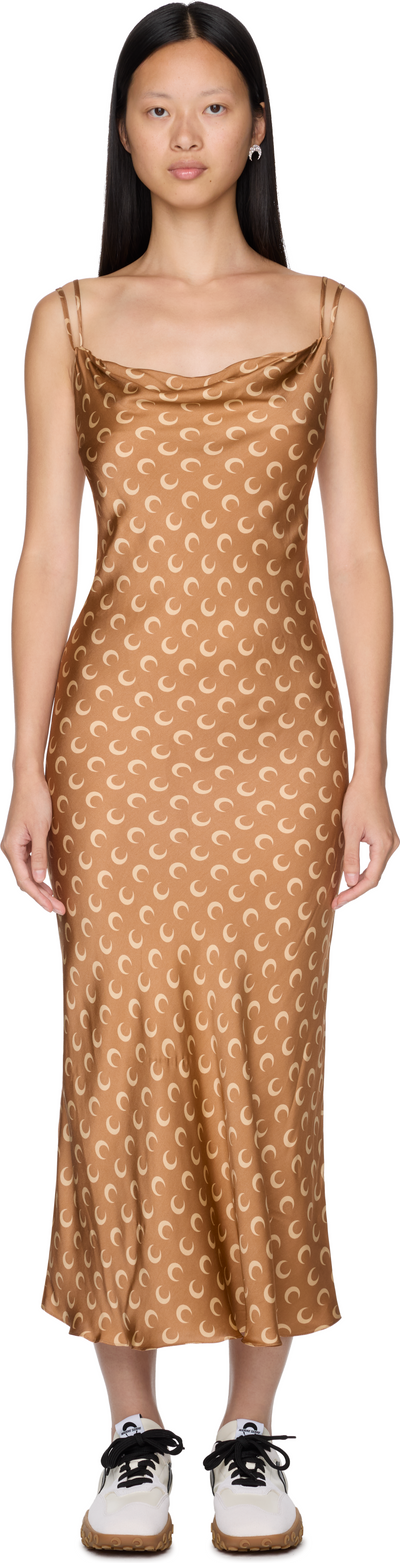 Marine Serre Moon Printed Flou Long Slip Dress