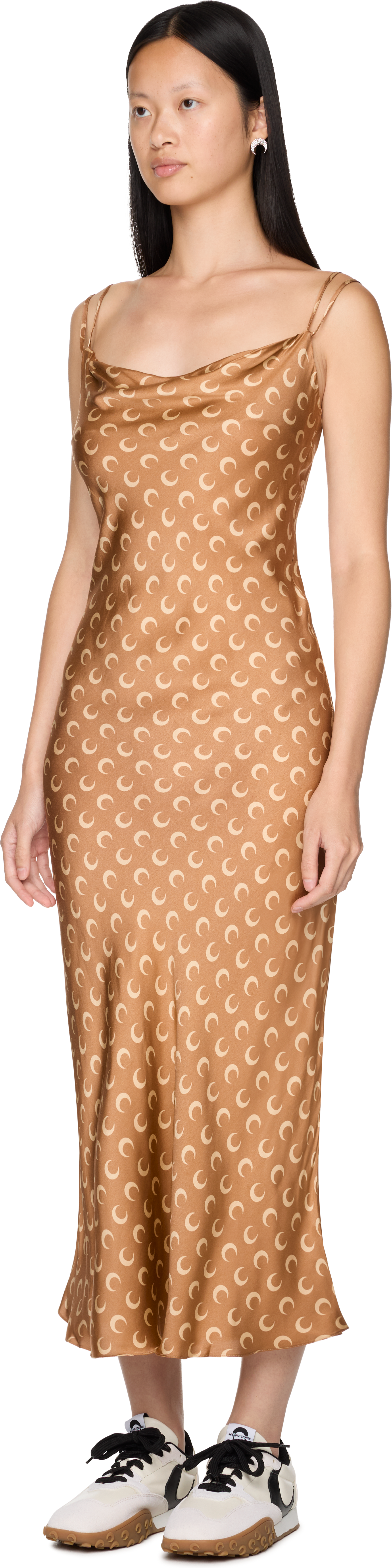 Marine Serre Moon Printed Flou Long Slip Dress