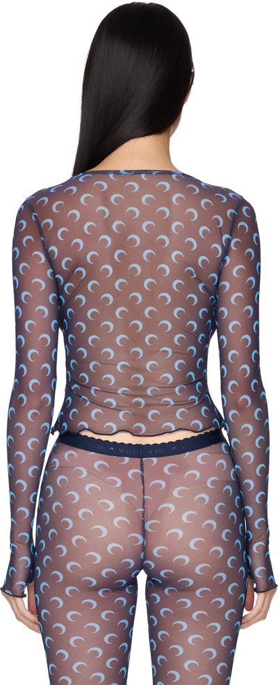 Marine Serre Moon Printed Mesh Second Skin Cropped Top