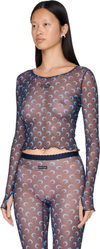 Marine Serre Moon Printed Mesh Second Skin Cropped Top