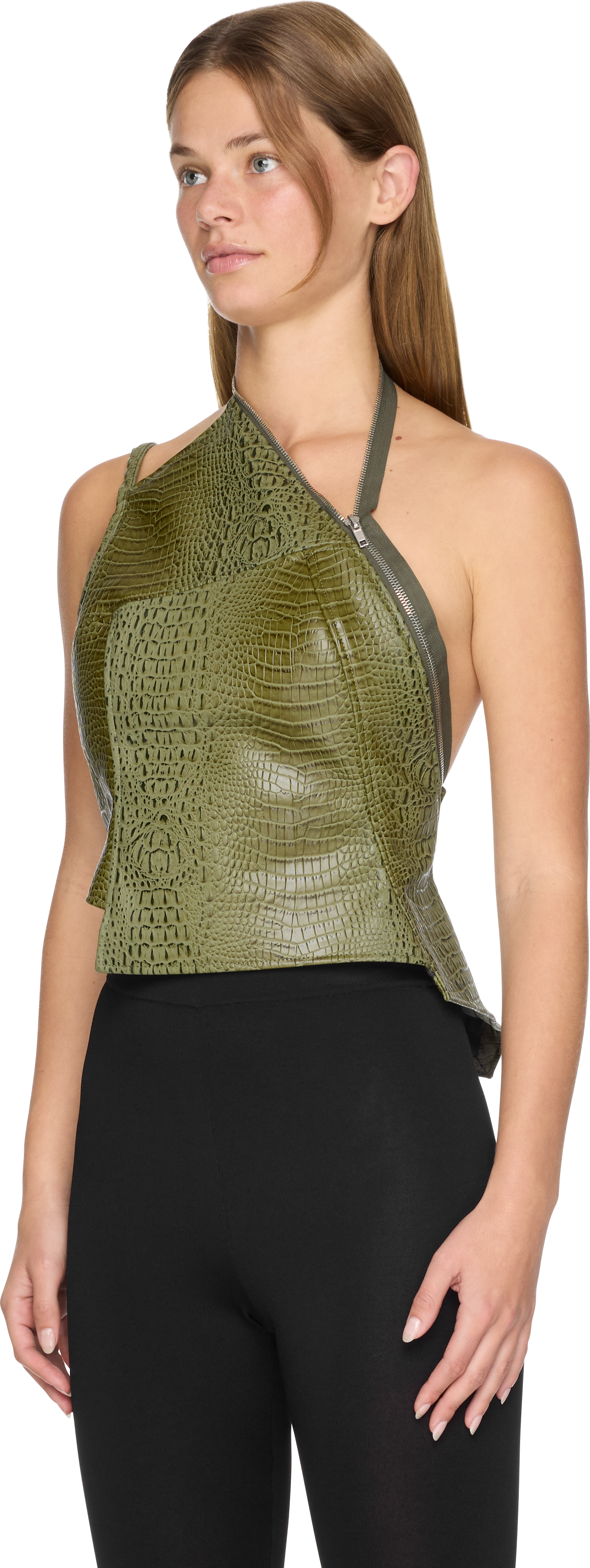 GmbH Raya Asymmetric Faux-Leather Zip Top