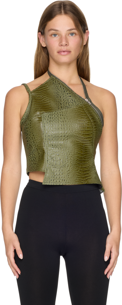 GmbH Raya Asymmetric Faux-Leather Zip Top