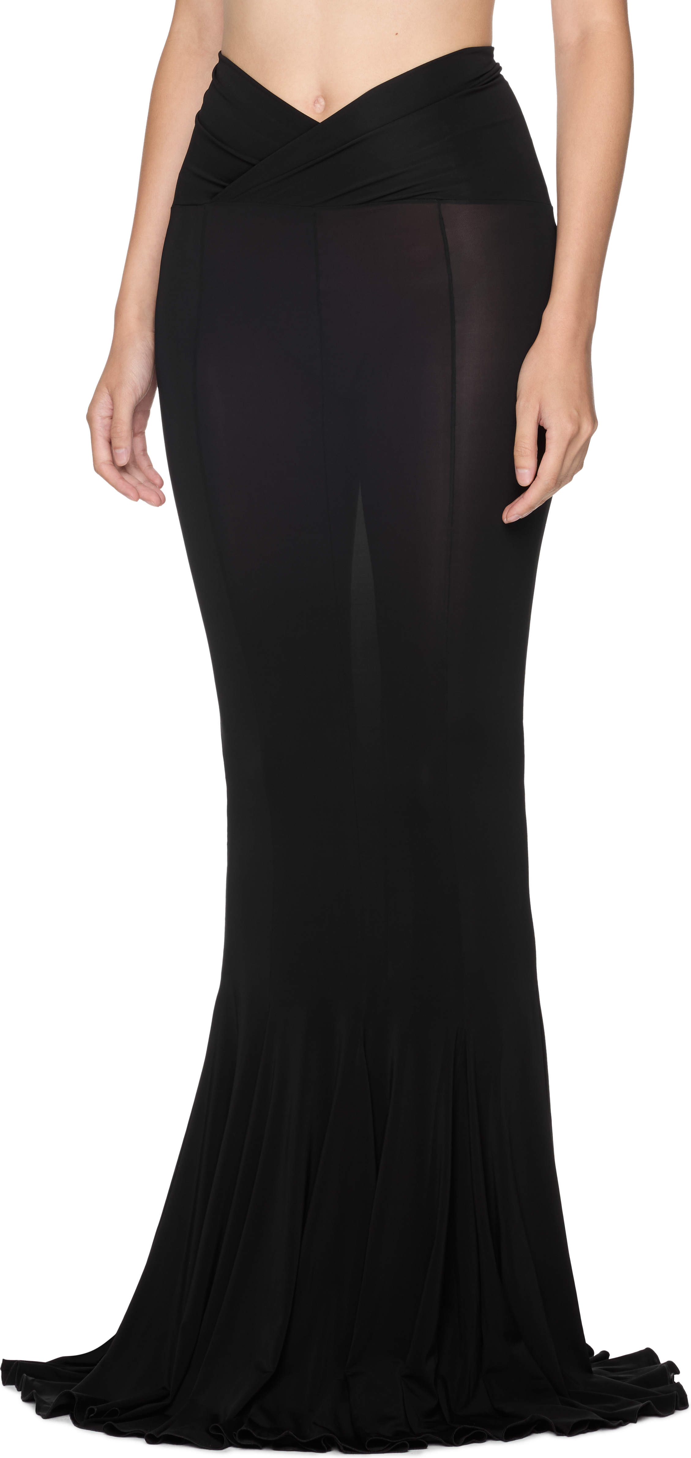 Nensi Dojaka V-Waist Flared Jersey Maxi Skirt