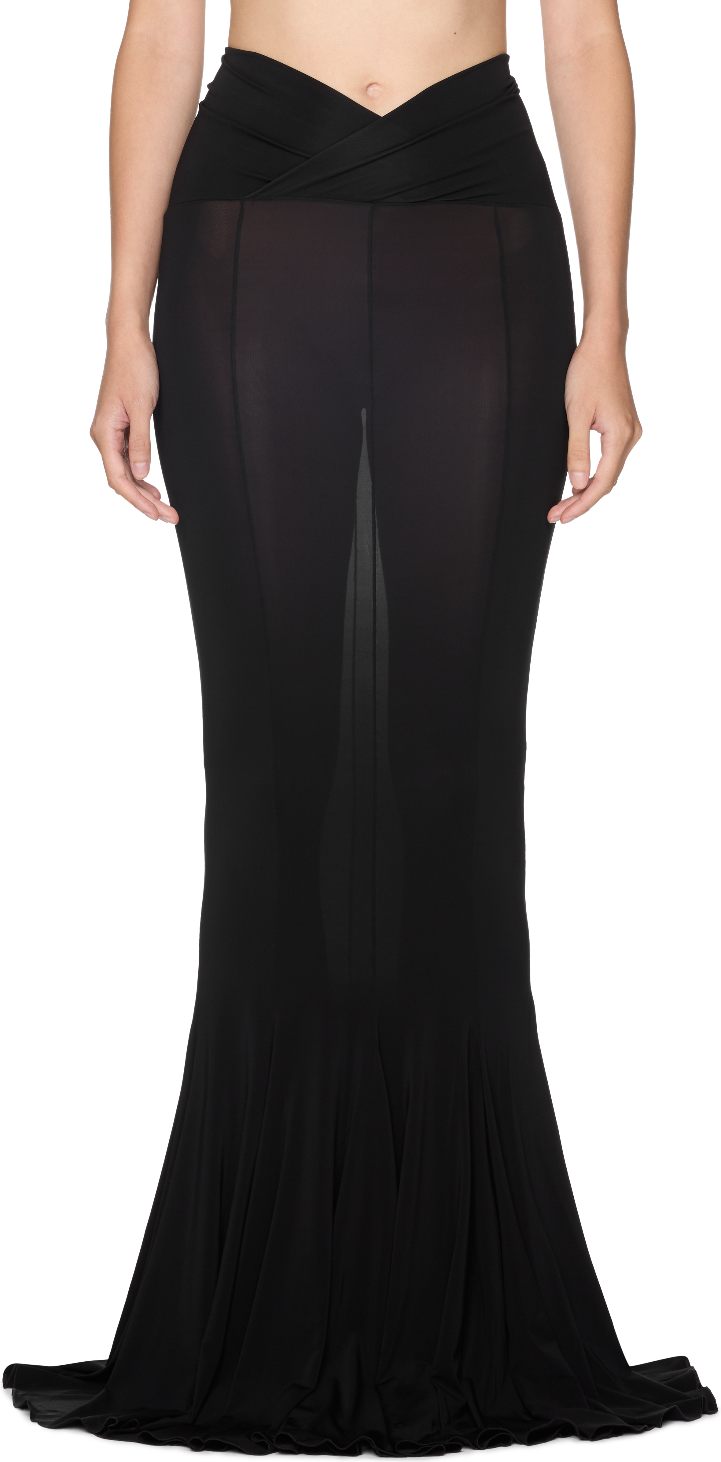 Nensi Dojaka V-Waist Flared Jersey Maxi Skirt