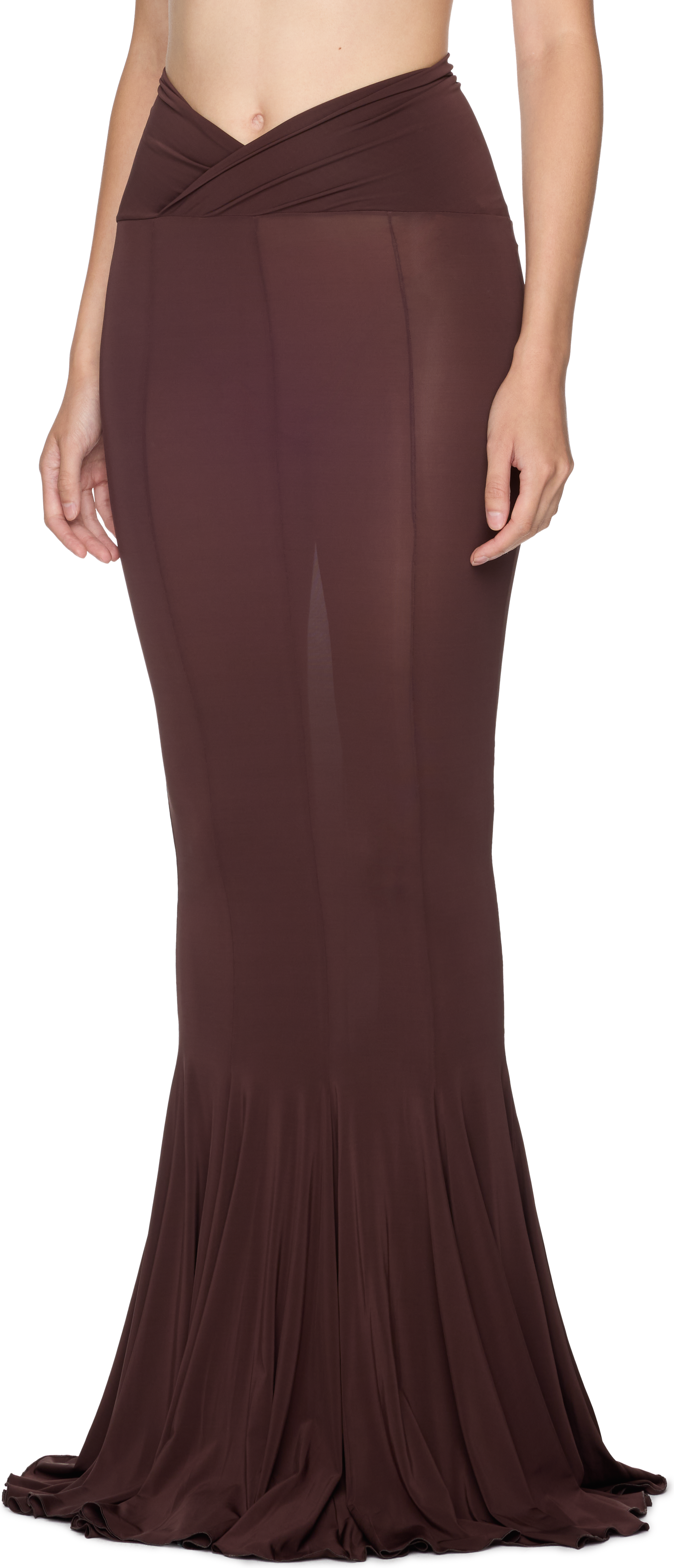 Nensi Dojaka V-Waist Flared Jersey Maxi Skirt