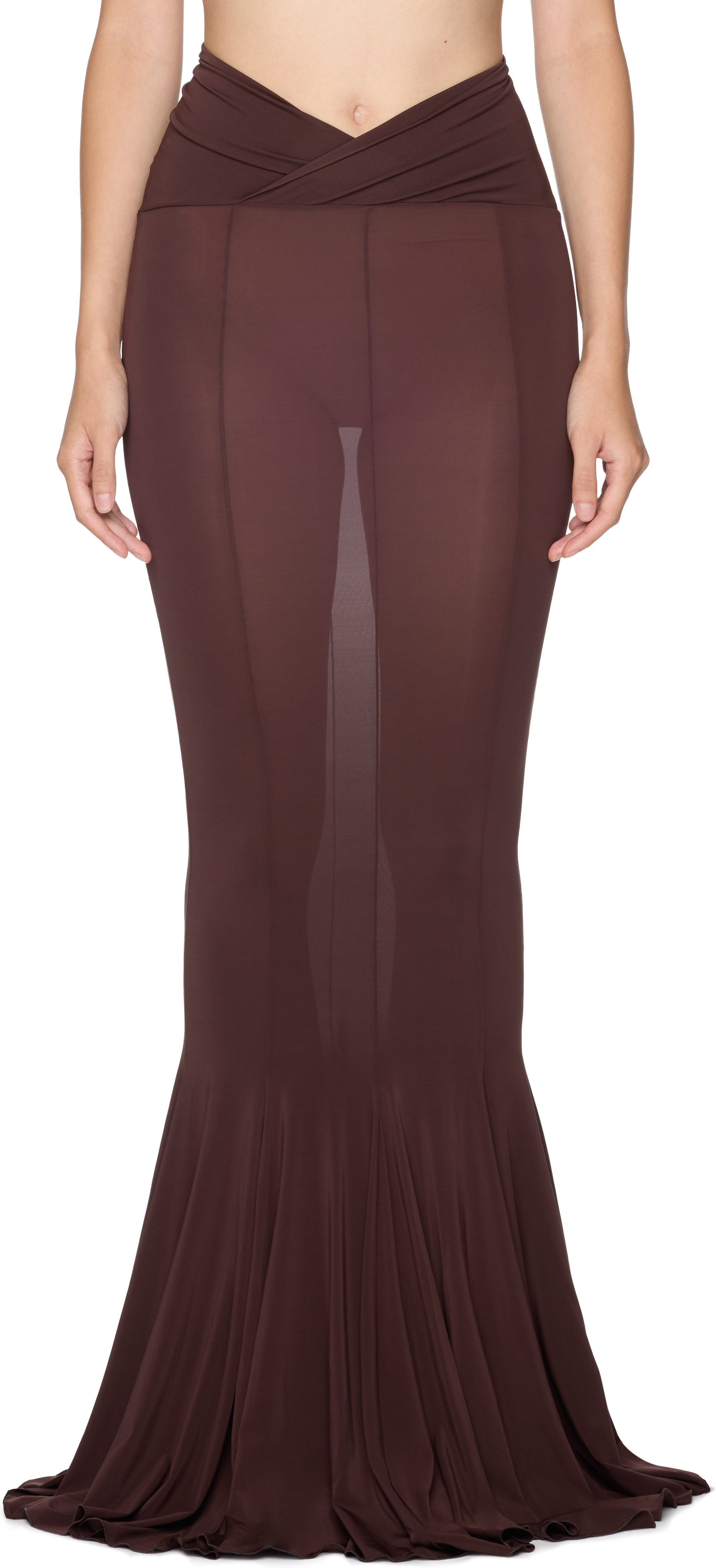 Nensi Dojaka V-Waist Flared Jersey Maxi Skirt