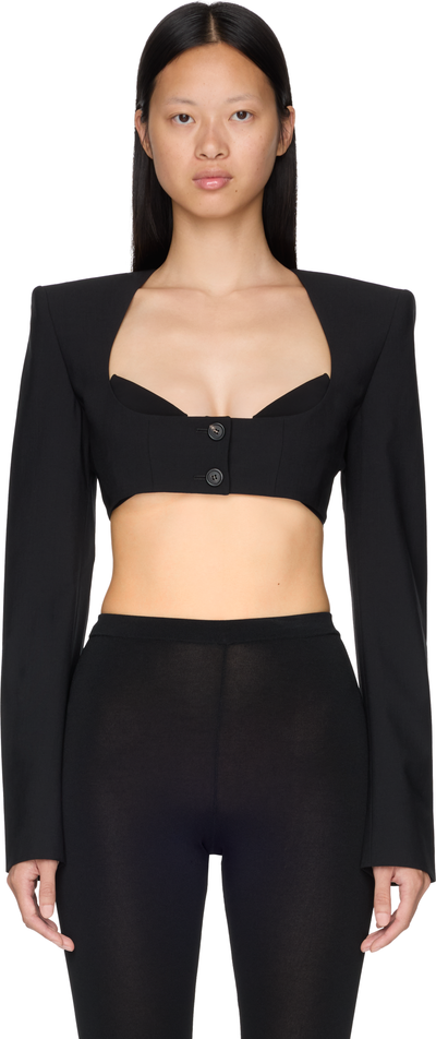 Nensi Dojaka Wide Shoulder Cropped Blazer