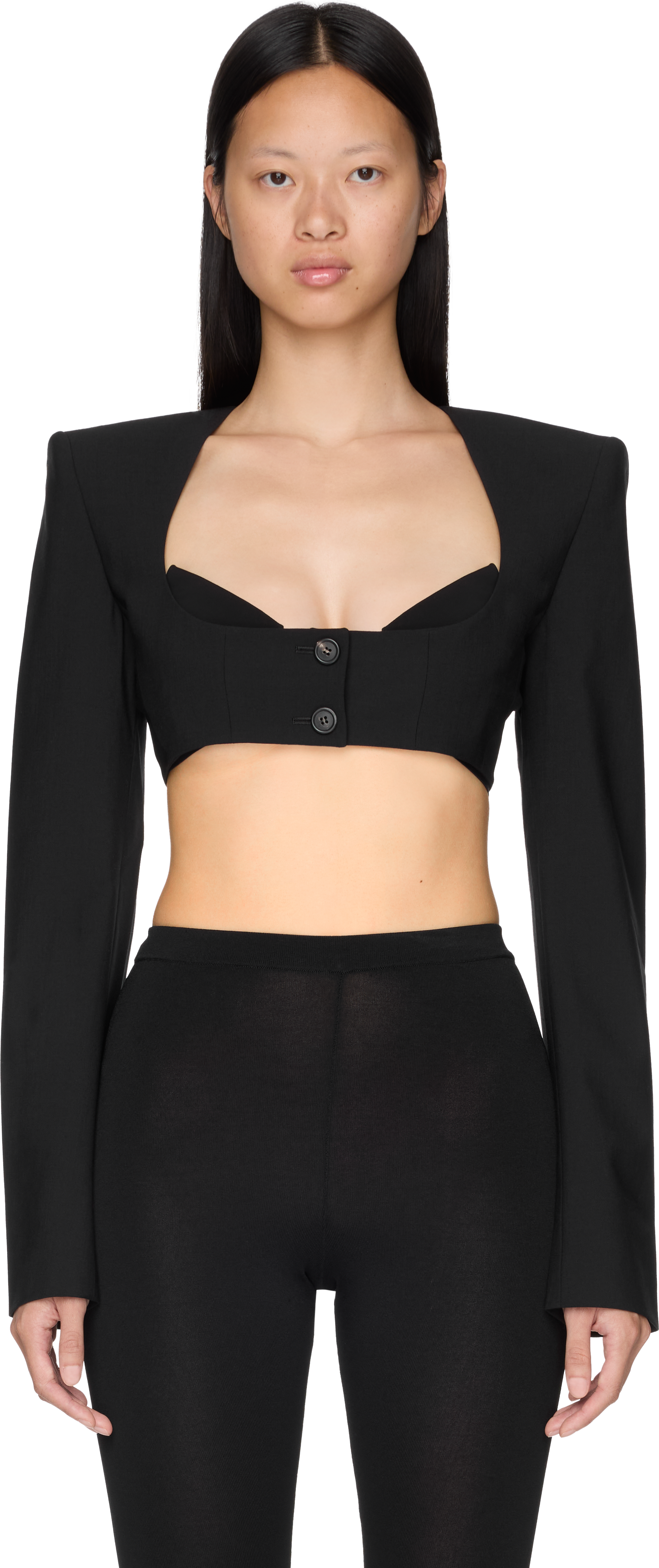 Nensi Dojaka Wide Shoulder Cropped Blazer