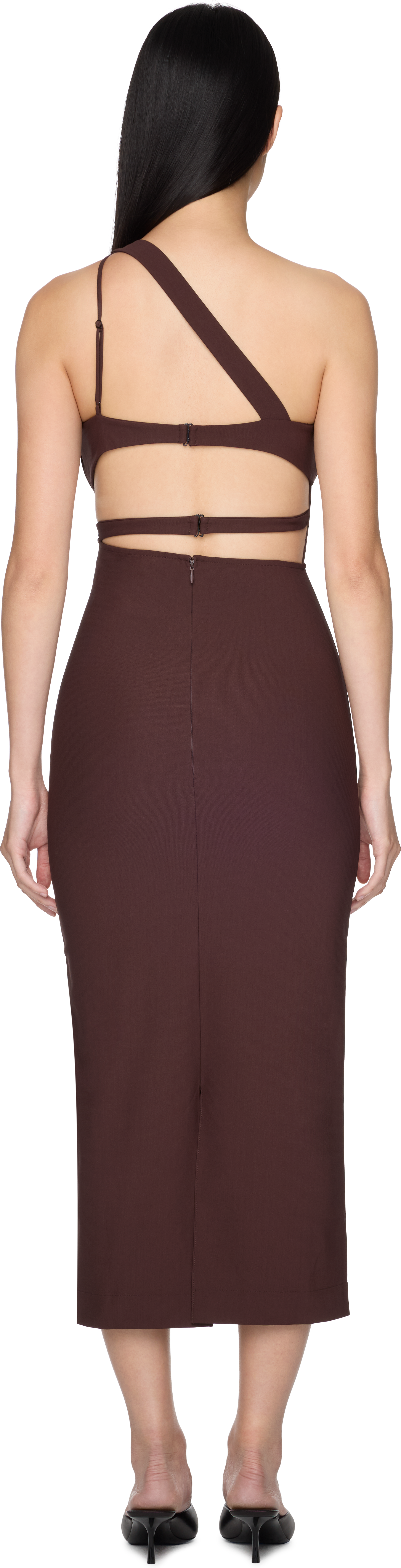 Nensi Dojaka Asymmetric Cut-Out Silk Midi Dress