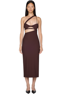 Picture of Asymmetric Cut-Out Silk Midi Dress