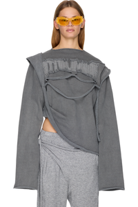 Picture of Distressed Drape Crewneck Top