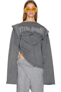 Picture of Distressed Drape Crewneck Top