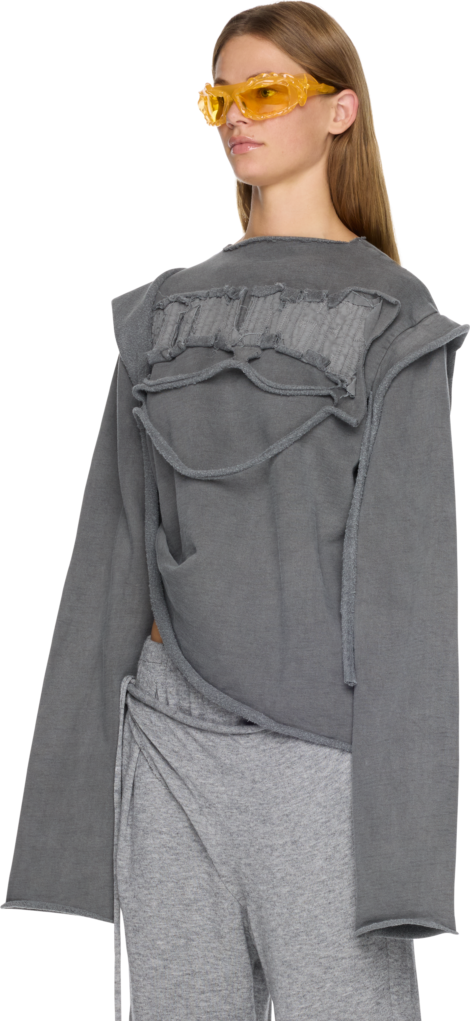 Ottolinger Distressed Drape Crewneck Top