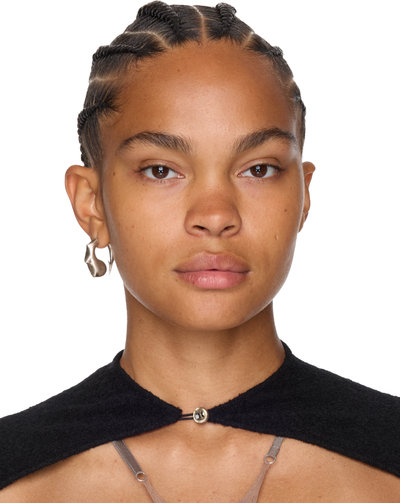 RUIbuilt Silver Curved Fishhook Earrings